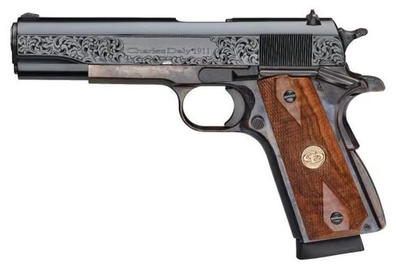 Charles Daly 1911 Field Engraved Walnut Diamond Checkered grips w/ CD logo 45 ACP